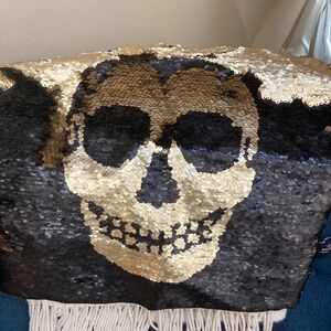 Max Studio Halloween Skull Sequin Table Mat